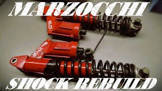 How to rebuild Old Skool Marzocchi Strada Shocks Suspension service for the Suzuki GSX 750 Project [upl. by Gilroy208]