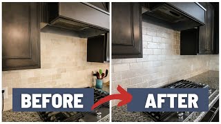 How to paint a travertine stone tile kitchen backsplash [upl. by Nileuqaj]