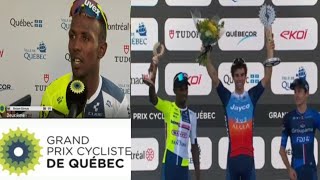 🇪🇷Biniam girmay interview amp podium ceremony of GP de Quebec 🇪🇷Biniam girmay takes 2nd place [upl. by Rolf699]