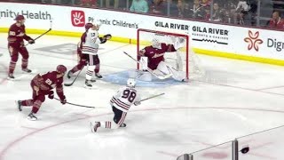 Connor Bedard CRASHES into boards after Matt Dumba CONTROVERSIAL HIT Coyotes vs Blackhawks NHL [upl. by Hedi76]