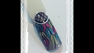 Дизайн НогтейРисуем Яркие ПерьяFeather Nails [upl. by Ynohtn]