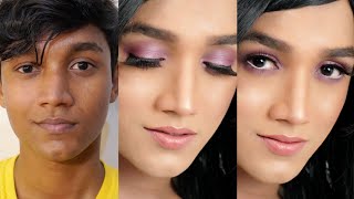 Amazing Male to Female Makeup Tutorial  Best MtF Makeup Transformation  Party Makeup look [upl. by Rumit]