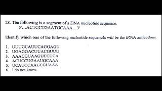 Finding the tRNA anticodon given the DNA sequence [upl. by Jp]