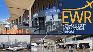 Newark Liberty Intl Airport EWR United Terminal C Departures Arrivals Transportation 4K [upl. by Tore]