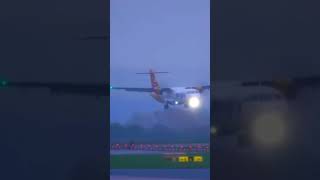 Aurigny landing at Airport during Storm Ashley [upl. by Tereb112]