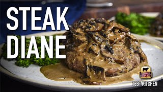 Classic Steak Diane Recipe Flat Iron Steaks with Mushroom Cream Sauce [upl. by Suhpoelc599]