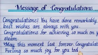 Message of Congratulations  Congratulations message  English writing  handwriting  Eng Teach [upl. by Brant]