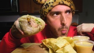 ASMR CHIPOTLE MASSIVE Burrito  Chips n Queso  Hennessy   Eating Sounds   Nomnomsammieboy [upl. by Nylhtac]