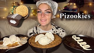 GOOEY CHOCOLATE CAKE PEANUT BUTTER CHOCOLATE AND MEDITERRANEAN PIZOOKIES MUKBANG Vegan [upl. by Marti]