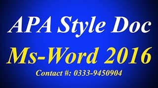 How to create APA style documents in ms word 2016 [upl. by Ardnassac]