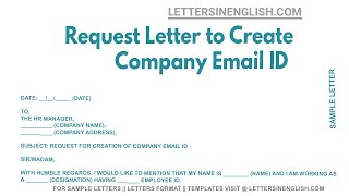 Request Letter to Create Company Email ID  Sample Letter to HR Manager for Official Email ID [upl. by Nileek559]