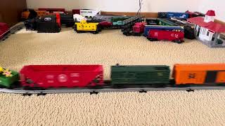 Red diesel engine and the Burlington northern cars and the polar express [upl. by Ynalem]