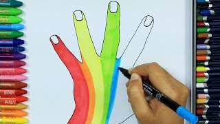 Come disegnare a mano 🖐 Colori per bambini  Come colorare  Disegnare e colorare [upl. by Wolenik]