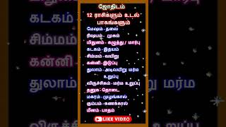 12 ராசிகளும் உடல் பாகங்களும்  ஜோதிடம் shorts jothidam astrology horoscope [upl. by Nicolella]