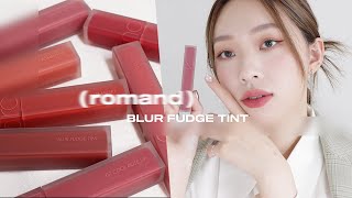 ROMAND NEW霧泥唇釉 BLUR FUDGE TINT Lip Swatches  heyitsmindy [upl. by Lebam]