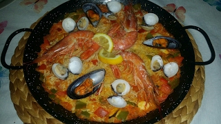 Paella de marisco بايلا بفواكه البحر [upl. by Ydnak]