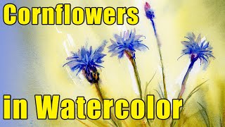 How to Paint Cornflowers in Watercolor Complete Tutorial [upl. by Eessej]