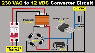 AC to DC Converter Circuit Diagram with voltage regulator for 12v Battery ChargerTheElectricalGuy [upl. by Filipe]