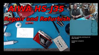 Aiwa HSJ35 Portable Cassette PlayerRecorder Repair amp Refurbish [upl. by Ahsimak983]