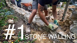 Building A Stone Wall Using Rough Stone 1 [upl. by Sung]