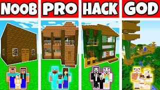 Minecraft FAMILY JUNGLE HOUSE BUILD CHALLENGE  NOOB vs PRO vs HACKER vs GOD in Minecraft [upl. by Lema912]