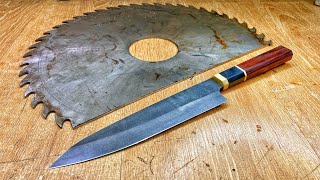 Making a Japanese Kitchen Knife from A Saw DIY [upl. by Hi482]