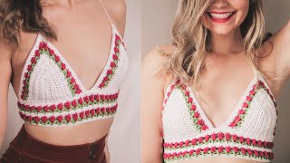 ♡ Flirty Valentines Day DIY Part 1 ♡  Crochet Tulip Bralette [upl. by Arikahs636]