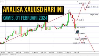 🔴 Analisa XAUUSD Hari ini Kamis 01 Feb 24 II Waspada Bearish [upl. by Ahsaenat]