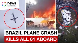 Passenger plane crashes in Brazil killing all 61 aboard [upl. by Dazhahs714]