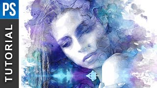 Beautiful Watercolor Portrait Effect  Photoshop Tutorial [upl. by Leroi]