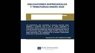 🗓 Obligaciones Empresariales y Tributarias enero 2023 [upl. by Aidni]