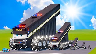 Big amp Small Long Bus Police Spiked Throns Monster Truck McQueen vs Thomas the Train BeamNGDrive [upl. by Neerhtak]