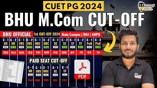 BHU CUET PG MCom1st Official CUTOFF 2024  bhu mcom official cutoff 2024  bhu official pg mcom [upl. by Gabrila135]