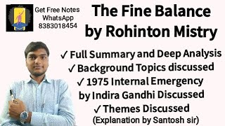 The Fine Balance by Rohinton Mistry Summary and Deep Analysis with Background of 1975 Emergency [upl. by Aicilyt]