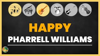 Pharrell williams  Happy Acoustic Karaoke  Guitar Melody  lyrics chords [upl. by Dymphia]