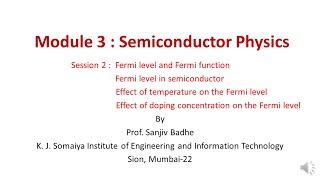 Semiconductor Physics Session 2 Fermi Level and Fermi Function [upl. by Kurtzig]