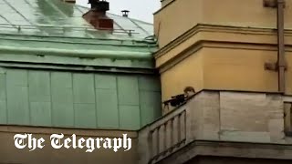 Brave man shouts shoot here you fer in bid to distract Prague shooter from targeting students [upl. by Lativa]