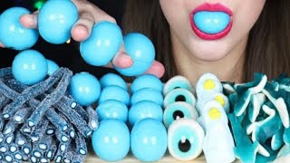 Hazelnut Crush ASMR blue jelly gummy candy marshmallows Mukbang bites only [upl. by Alidus]