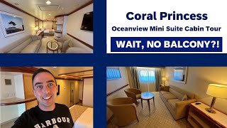 A MINI SUITE WITH NO BALCONY Coral Princess Mini Suite Tour  Full HD cabin tour cruise [upl. by Aikal]