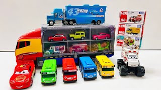 Box full of Diecast Model Cars  Disney Pixar Cars Lightning McQueen Sally Doc Hudson Tow Mater [upl. by Cotter147]