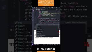 HTML Tutorial  Lesson 71 HTML Input Attributes  required Part 10 html htmltutorial css js [upl. by Forest]