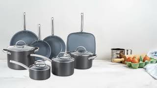 BLACKDECKER BDK100B 12Piece Ceramic Hard Anodized Cookware Set [upl. by Elin]