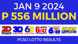 Lotto Result January 9 2024 9pm PCSO [upl. by Leinnad372]