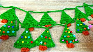 ¡¡IDEA Genial 🌲💓 Pinitos Navideños en Guirnalda a Crochet [upl. by Eirual304]