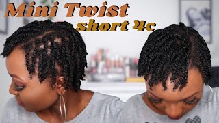 Mini twists natural Hair 4c  how to twist short natural hair [upl. by Dias]