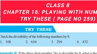 Class 8 Try these Page no 259 Chapter 16  Playing with numbers Maths NCERT solutions [upl. by Serene863]