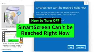 How to Turn OFF SmartScreen Cant Be Reached Right Now Notification While Installing Apps [upl. by Iphigenia]