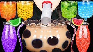 ASMR RAINBOW DRINKS GIANT BOBA BUBBLE TEA CANDY VAMPIRE FROG EGGS TEA 신기한 물 먹방 DRINKING SOUNDS [upl. by Cello263]