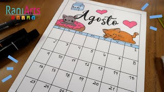 DIY  CALENDARIO DE AGOSTO  Diario bullet journal organización [upl. by Llennor]