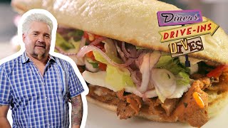 Guy Fieri Eats PlantBased Deli quotMeatsquot in Minneapolis  Diners DriveIns and Dives  Food Network [upl. by Ecahc302]